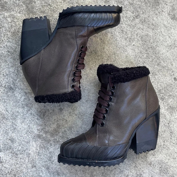 Chloe Rylee shearling Ankle boots, size  36 - Picture 3 of 8
